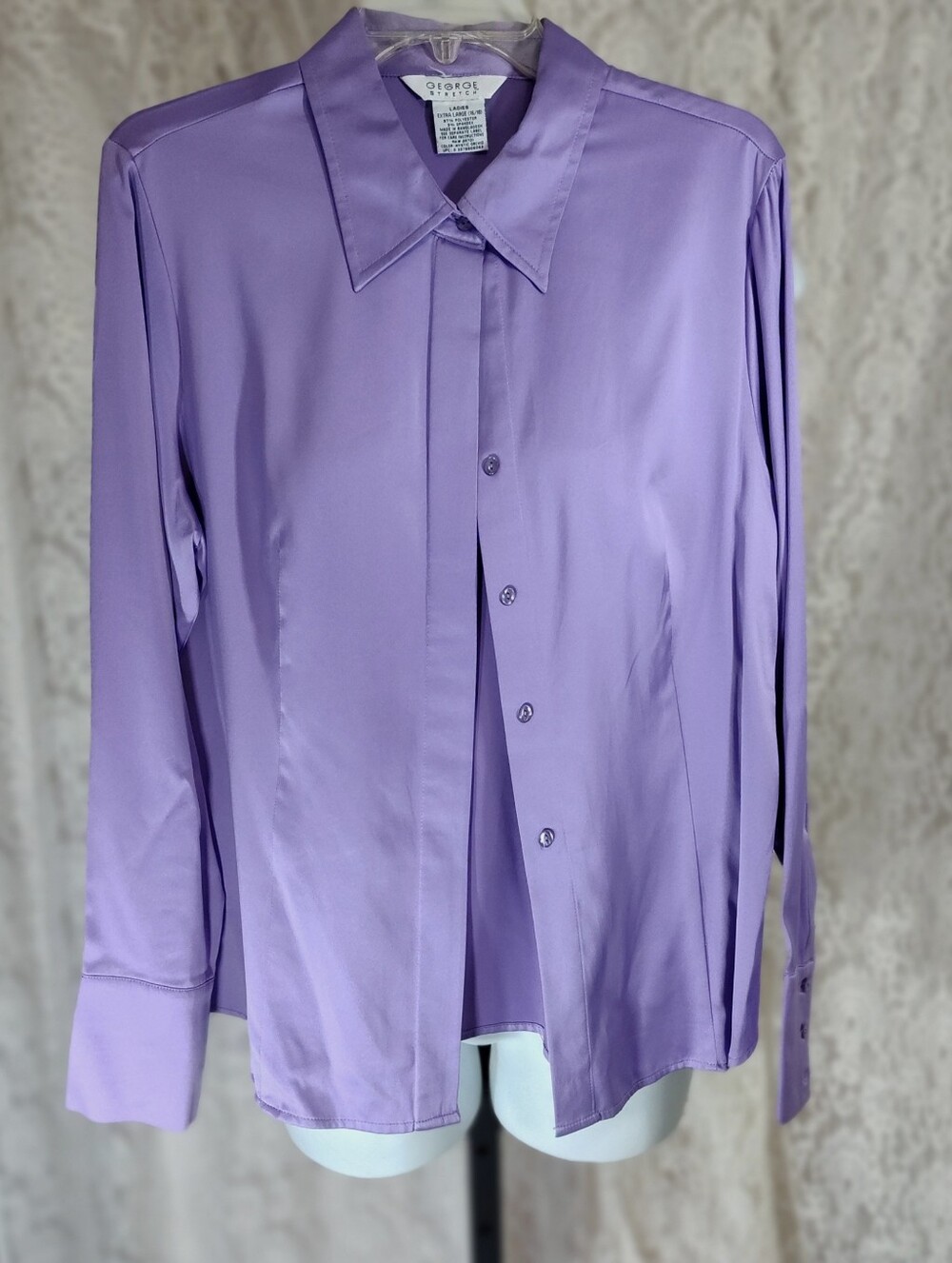 George Lavender Satin-Look Dress Shirt